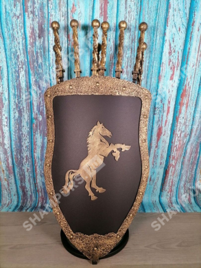 Каминный набор Щит-подставка Конь на 6 шампуров Афон