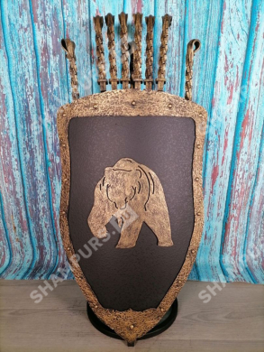 Каминный набор Щит-подставка Медведь на 6 шампуров Монблан