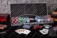 Набор покера Ultimate на 500 фишек с номиналом, в стальном кейсе с пластиковыми картами