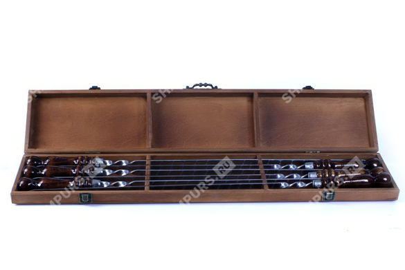 6 профессиональных шампуров в деревянной коробке (канадский орех)