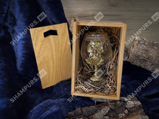 Бокал Россия в деревянной коробке