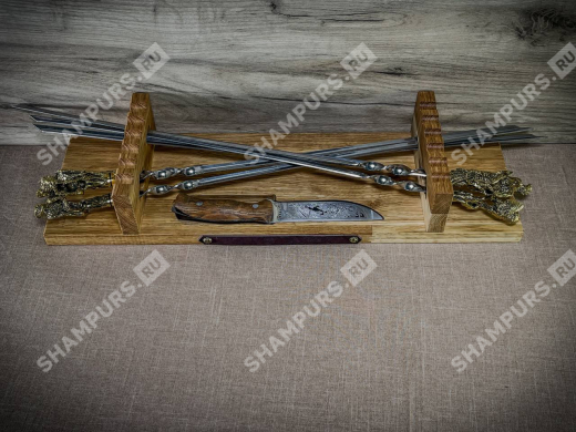 Доска-подставка с шампурами и ножом - Птицы