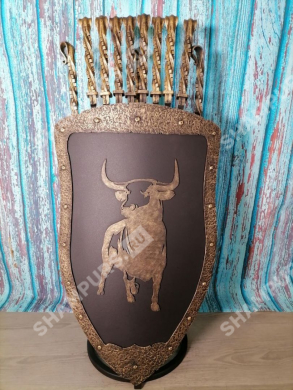 Каминный набор Щит-подставка Бык на 8 шампуров Арарат