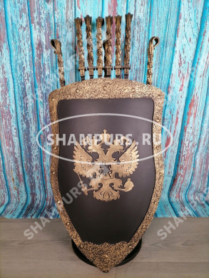 Каминный набор Щит-подставка Герб на 6 шампуров Монблан