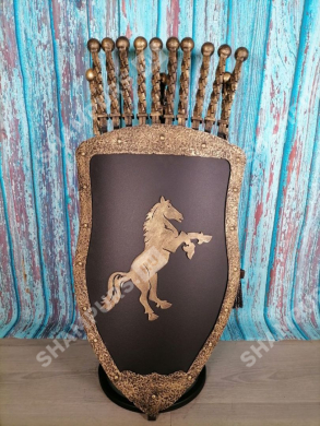 Каминный набор Щит-подставка Конь на 10 шампуров Бештау