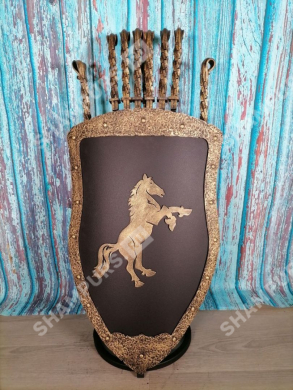 Каминный набор Щит-подставка Конь на 6 шампуров Монблан