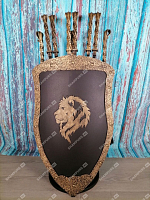 Каминный набор Щит-подставка Лев на 6 шампуров Арарат