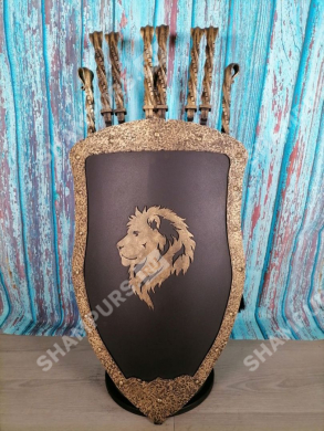 Каминный набор Щит-подставка Лев на 6 шампуров Арарат