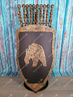 Каминный набор Щит-подставка Медведь на 10 шампуров Бештау