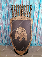 Каминный набор Щит-подставка Медведь на 10 шампуров Монблан