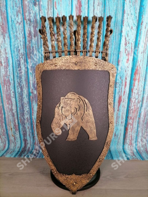 Каминный набор Щит-подставка Медведь на 10 шампуров Монблан