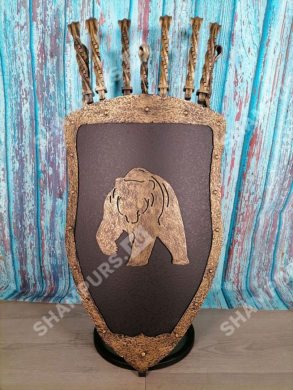 Каминный набор Щит-подставка Медведь на 6 шампуров Арарат
