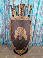 Каминный набор Щит-подставка Медведь на 8 шампуров Арарат