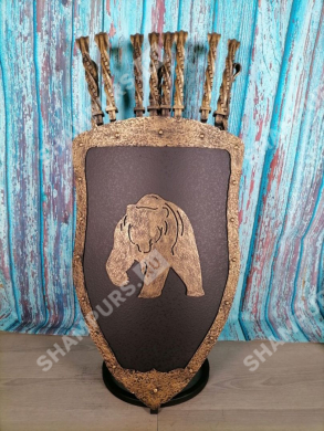 Каминный набор Щит-подставка Медведь на 8 шампуров Арарат