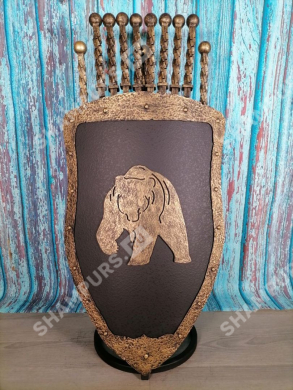 Каминный набор Щит-подставка Медведь на 8 шампуров Бештау