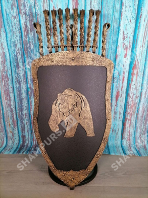 Каминный набор Щит-подставка Медведь на 8 шампуров Монблан