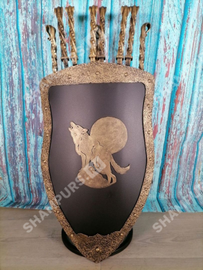 Каминный набор Щит-подставка Волк на 6 шампуров Арарат