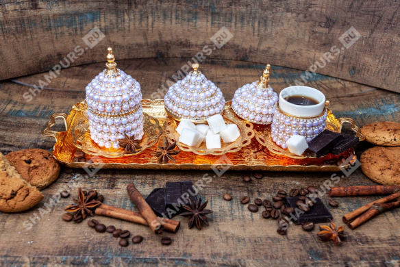 Кофейный набор дуэт золотой жемчуг