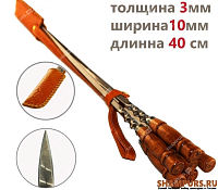 Колчан кожаный c ножом - 6 шампуров с деревянной ручкой для баранины 10мм - 40см