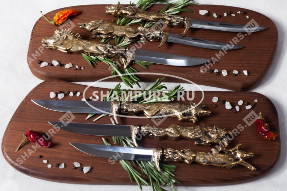 Комплект ножей для грибника Звери (Цельное литье)