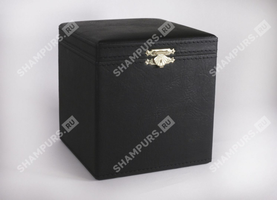 Коробка под бокал Черная кожа
