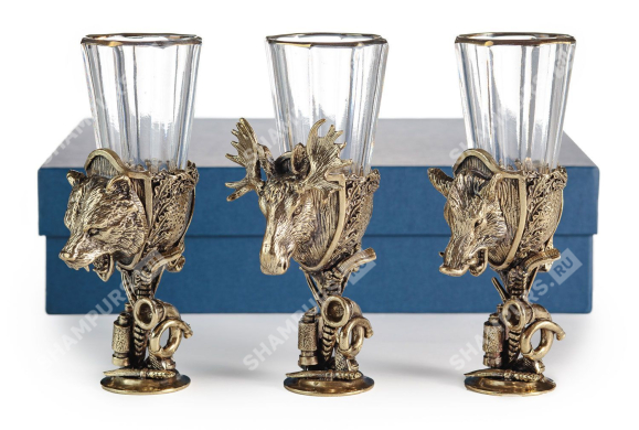 Лафитники Трофейные 3 шт (медведь, кабан, лось)