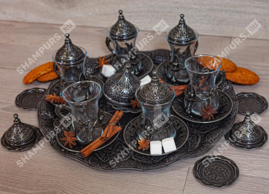 Набор армуд подарочный античное серебро с подносом