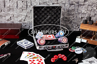Набор покера Casino Royale на 100 фишек с номиналом, в стальном кейсе с пластиковыми картами