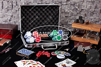 Набор покера Dice на 200 фишек в стальном кейсе с пластиковыми картами