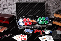 Набор покера Dice на 300 фишек в стальном кейсе с пластиковыми картами