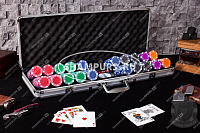 Набор покера Dice на 500 фишек в стальном кейсе с пластиковыми картами
