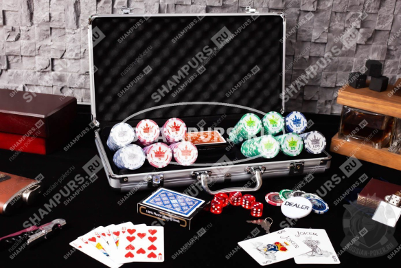 Набор покера Empire на 300 фишек с номиналом, в стальном кейсе с пластиковыми картами