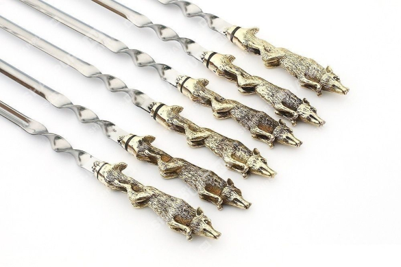 Набор шампуров без чехла - Лисы (цельное литье)