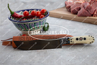 Пчак большой кость гарда олово с гравировкой