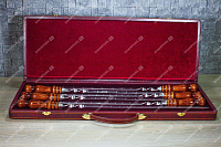 Подарочный набор с профессиональными шампурами (бордовый)