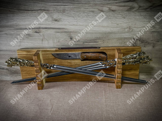 Разделочная доска с шампурами и ножом - Лоси