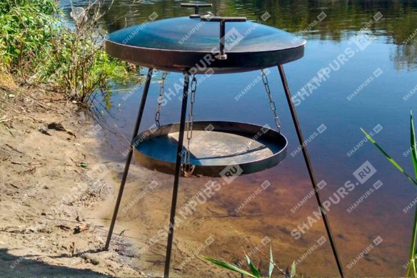 Садж с таганком для разведения огня и крышкой из диска бороны 42 см