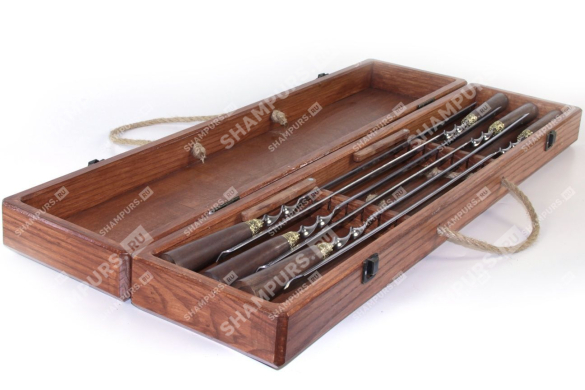 Шампуры в деревянной коробке - Мореный бук