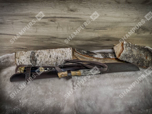 Шампуры Звери в чехле с ножом Кизляр (коричневый)