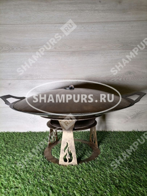 Сковорода Садж 35 см с крышкой на подставке Огонёк