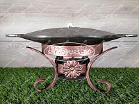 Сковорода Садж чугунная с крышкой 35 см на подставке Карфаген
