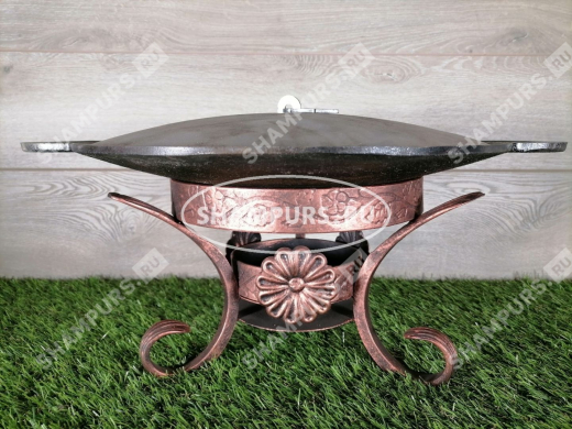Сковорода Садж чугунная с крышкой 35 см на подставке Карфаген