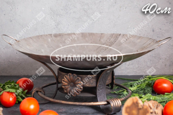 Сковорода Садж из нержавеющей стали 40 см с подставкой Классика