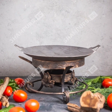 Сковорода Садж из стали 30 см на кованой подставке Кебаб