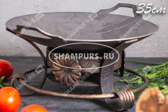 Сковорода Садж из стали 35 см на подставке Классика