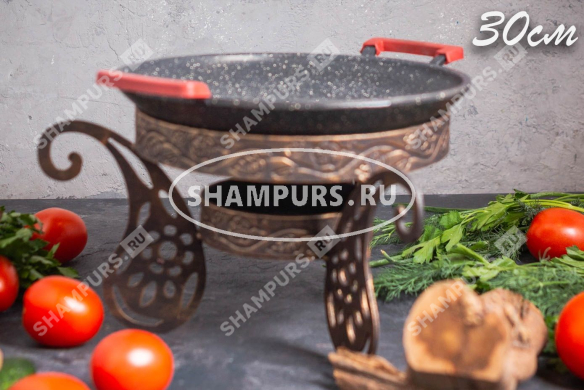 Сковорода Садж с гранитным покрытием 30 см на подставке Турецкая