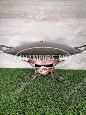 Сковорода Садж стальная 60 см с крышкой на подставке Карфаген