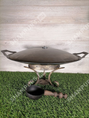 Сковорода Садж стальная с крышкой 50 см на подставке с зольником