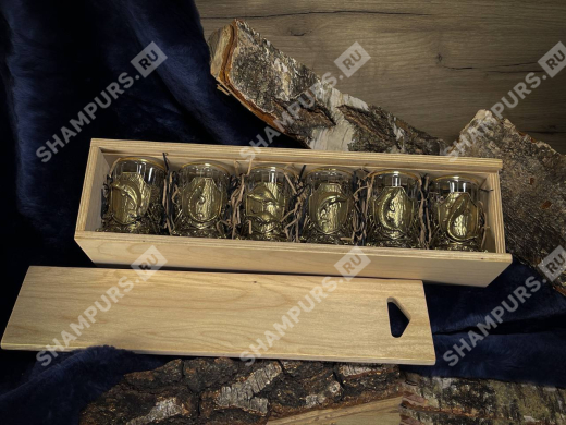 Стопки Трофейные - Рыбалка в деревянной коробке