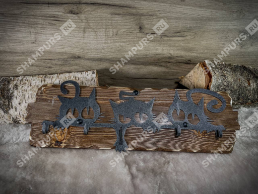 Вешалка/ключница Коты на 5 крючков